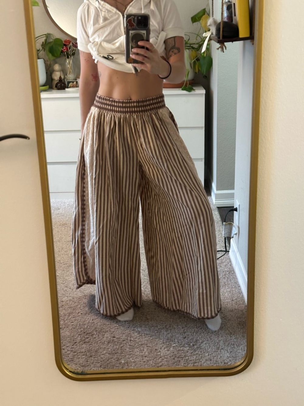 Free People striped wide leg pants